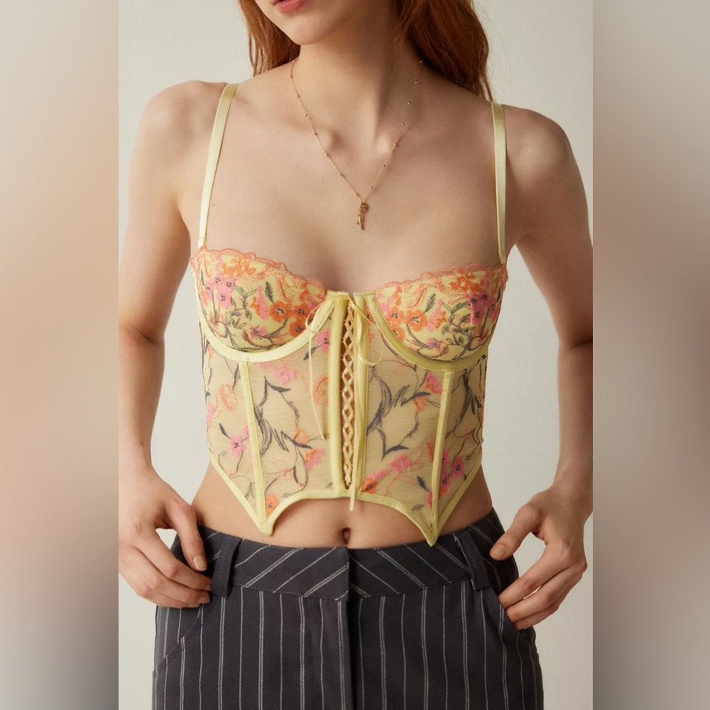 UO Out From Under Flora Embroidered Bustier